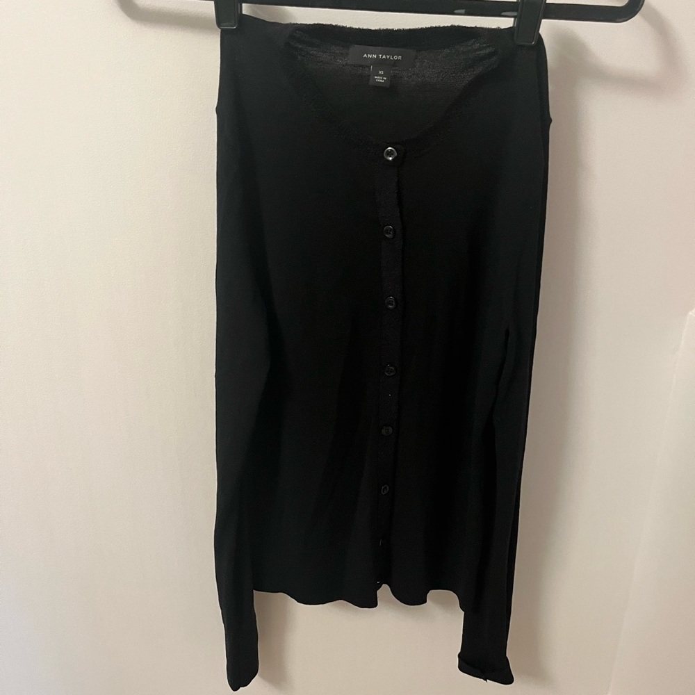 Ann Taylor Black Button Up Sweater